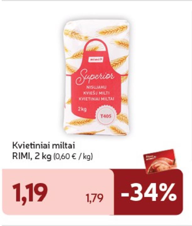 Kvietiniai miltai RIMI, 2 kg