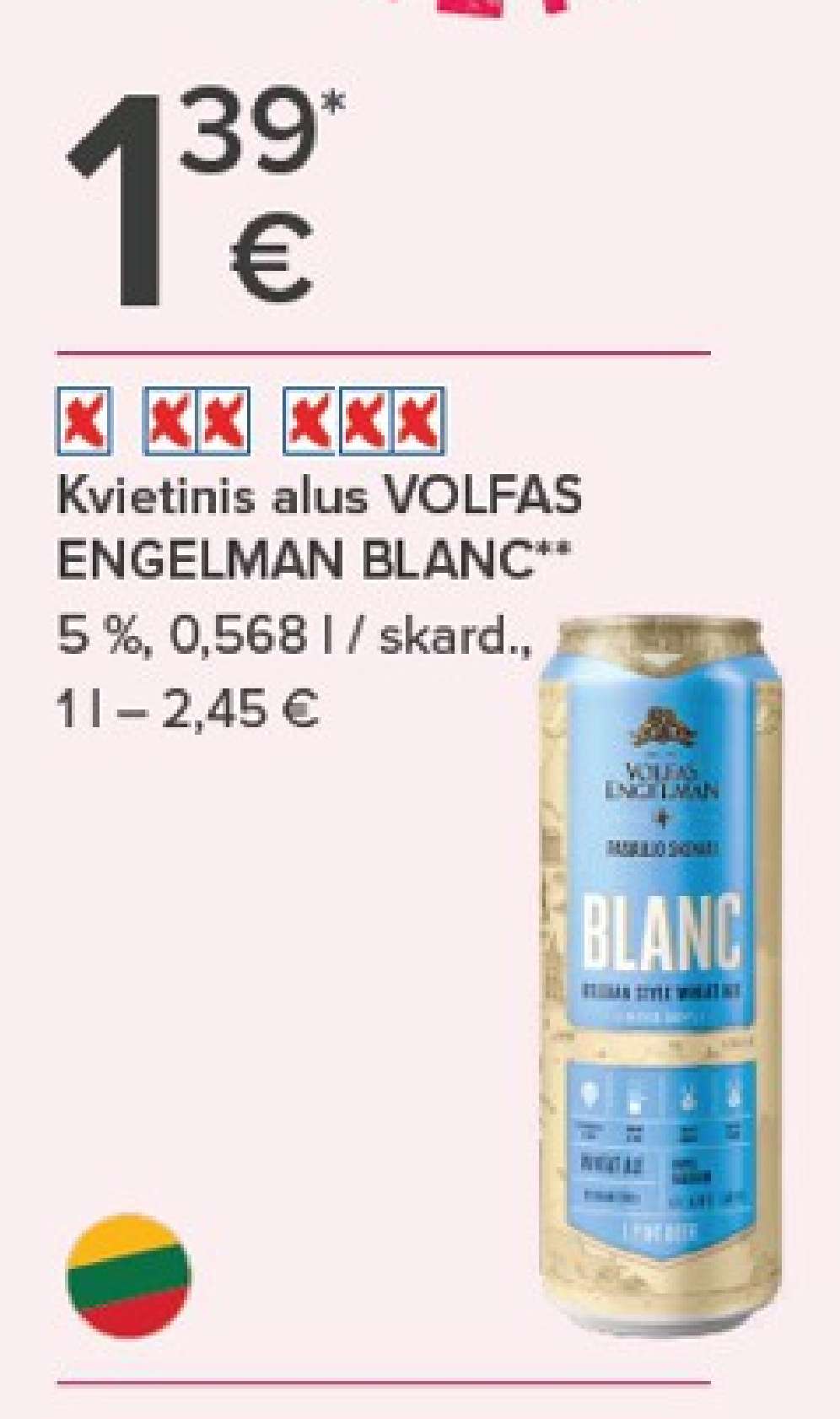 Kvietinis alus VOLFAS ENGELMAN BLANC, 0.568 l