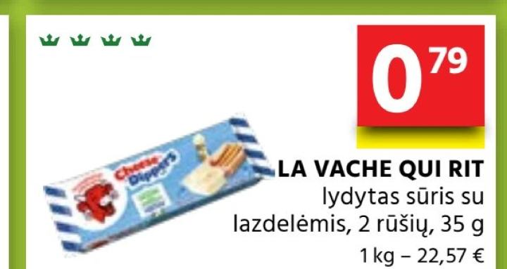 LA VACHE QUI RIT lydytas sūris su lazdelėmis, 35 g