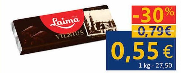 LAIMA tamsusis šokoladas Vilnius, 20 g