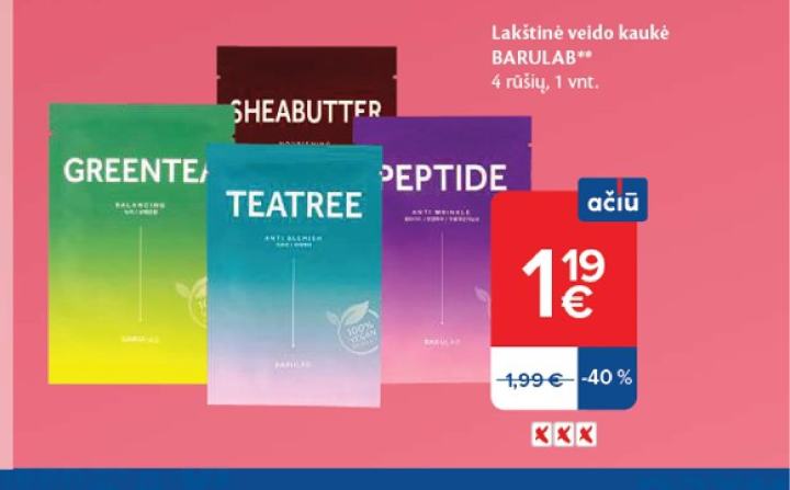 Lakštinė veido kaukė BARULAB, 1 vnt