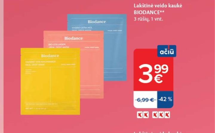Lakštinė veido kaukė BIODANCE, 1 vnt