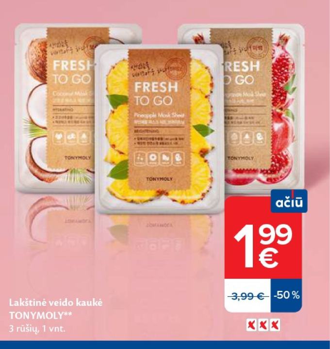 Lakštinė veido kaukė TONYMOLY, 1 vnt