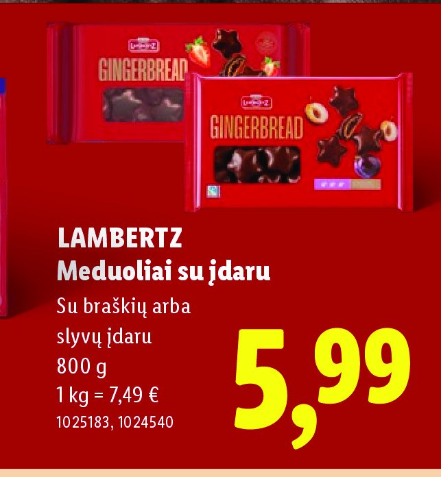 LAMBERTZ Meduoliai su įdaru, 800 g