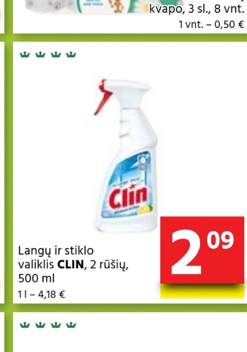 Langų ir stiklo valiklis CLIN, 500 ml