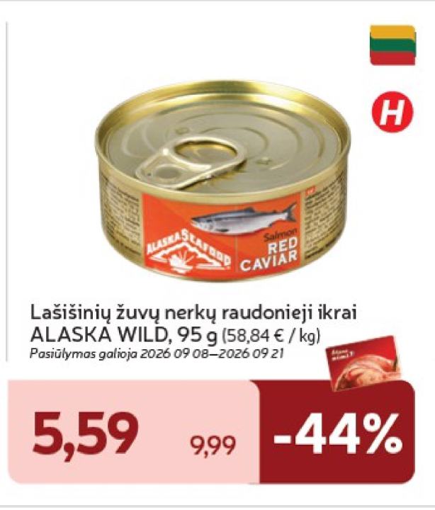 Lašišinių žuvų nerkų raudonieji ikrai ALASKA WILD, 95 g