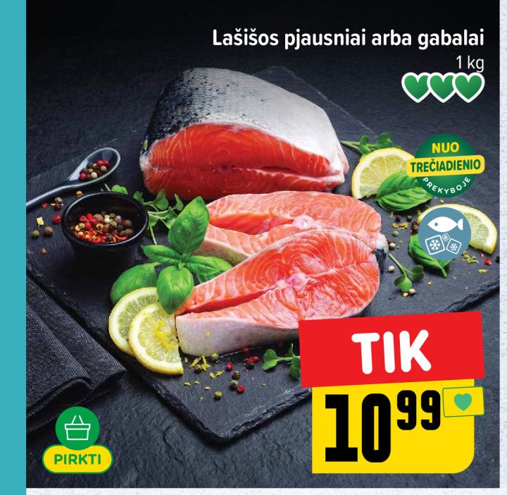 Lašišos pjausniai arba gabalai, 1 kg