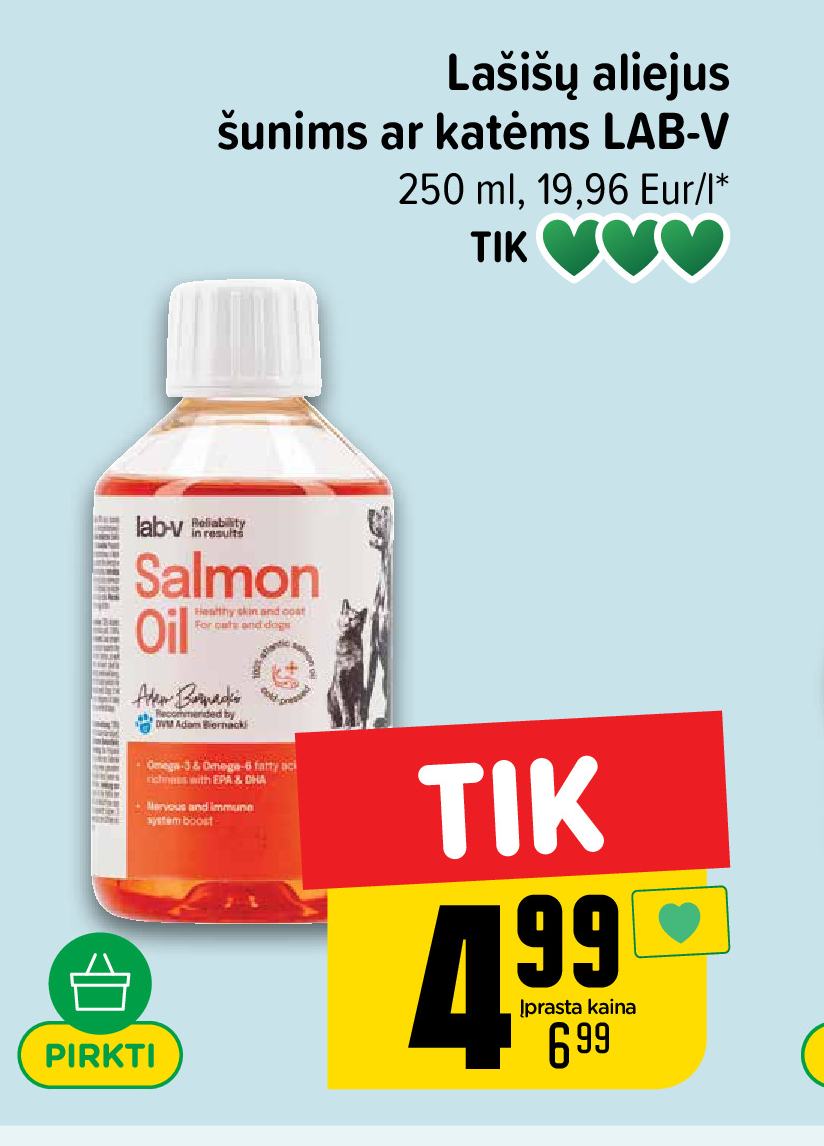 Lašišų aliejus šunims ar katėms LAB-V, 250 ml