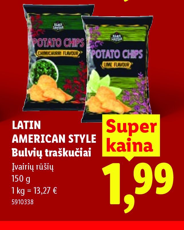 LATIN AMERICAN STYLE Bulvių traškučiai, 150 g