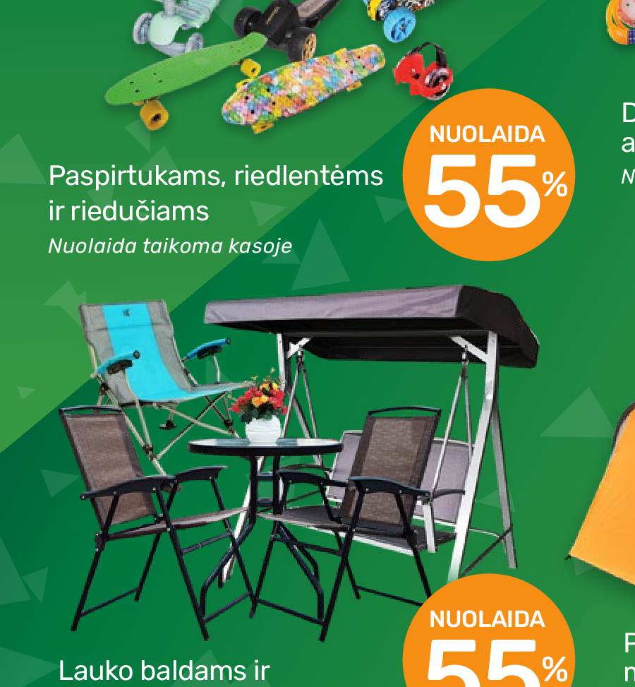 Lauko baldams ir turistinėms kėdėms