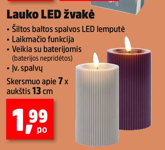 Lauko LED žvakė, 13 cm