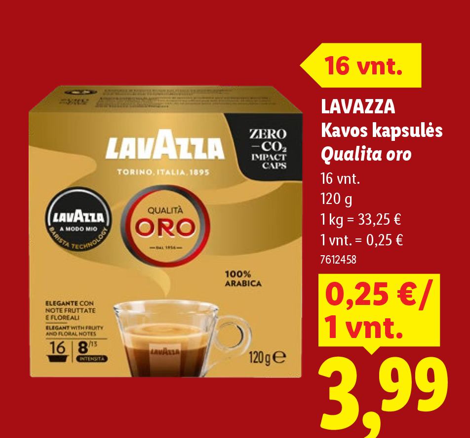 LAVAZZA Kavos kapsulės Qualita oro, 16 vnt