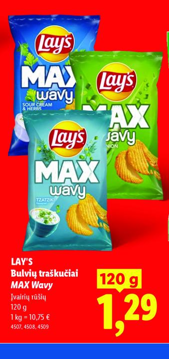 LAY'S Bulvių traškučiai MAX Wavy, 120 g