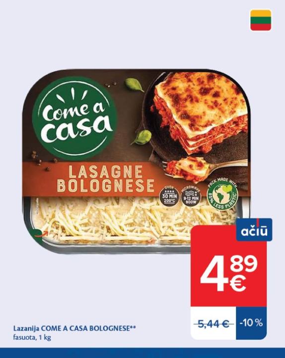 Lazanija COME A CASA BOLOGNESE, 1 kg