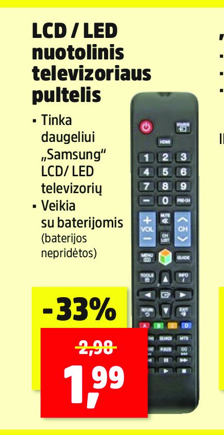 LCD / LED nuotolinis televizoriaus pultelis