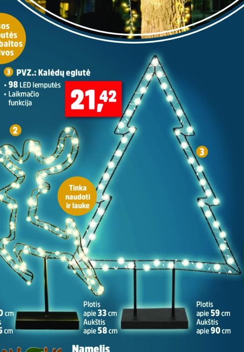 LED dekoracija PVZ.: Kalėdų eglutė, 59 cm