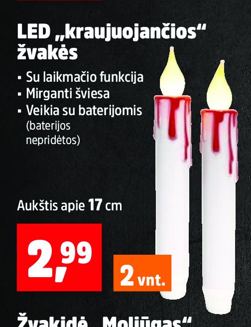 LED „kraujuojančios“ žvakės, 2 vnt