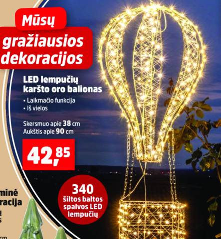 LED lempučių karšto oro balionas, 38 cm