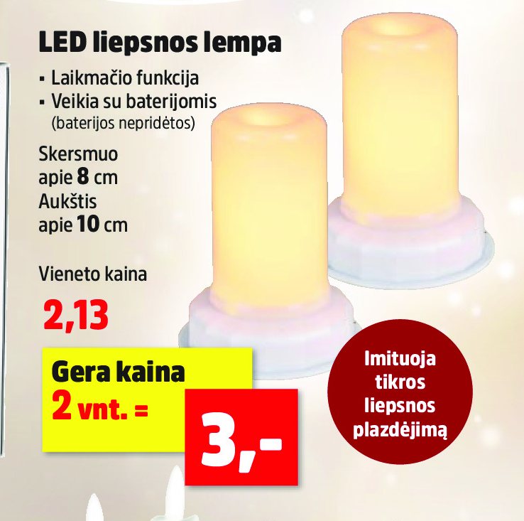 LED liepsnos lempa, 8 cm