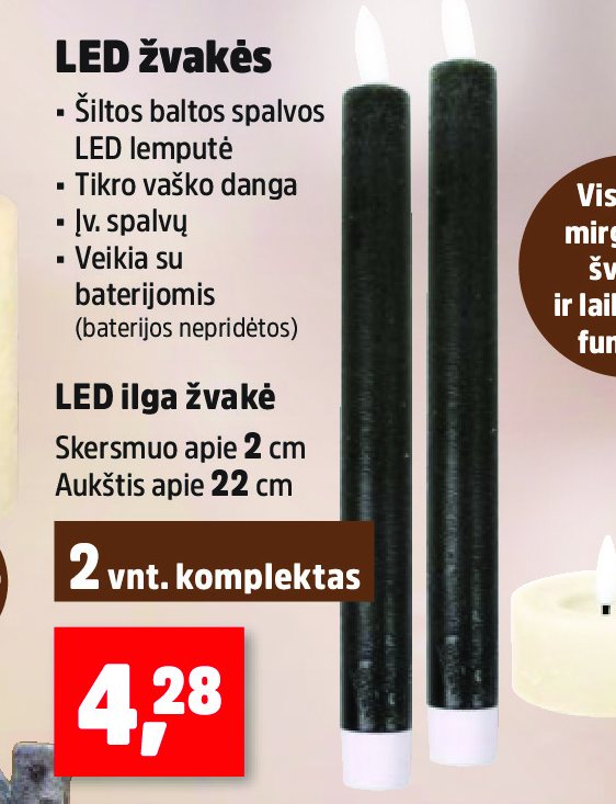 LED žvakės, 2 cm