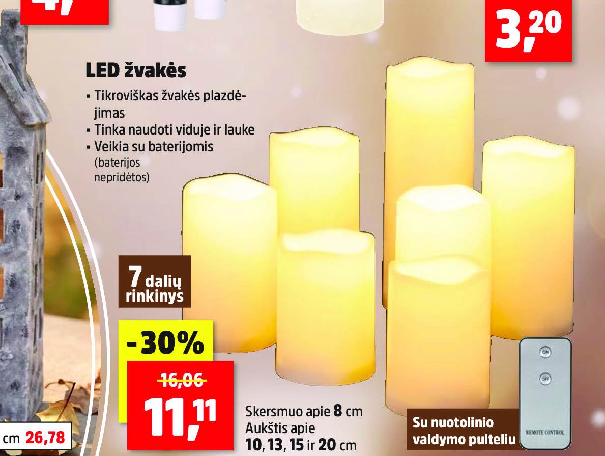 LED žvakės, 8 cm