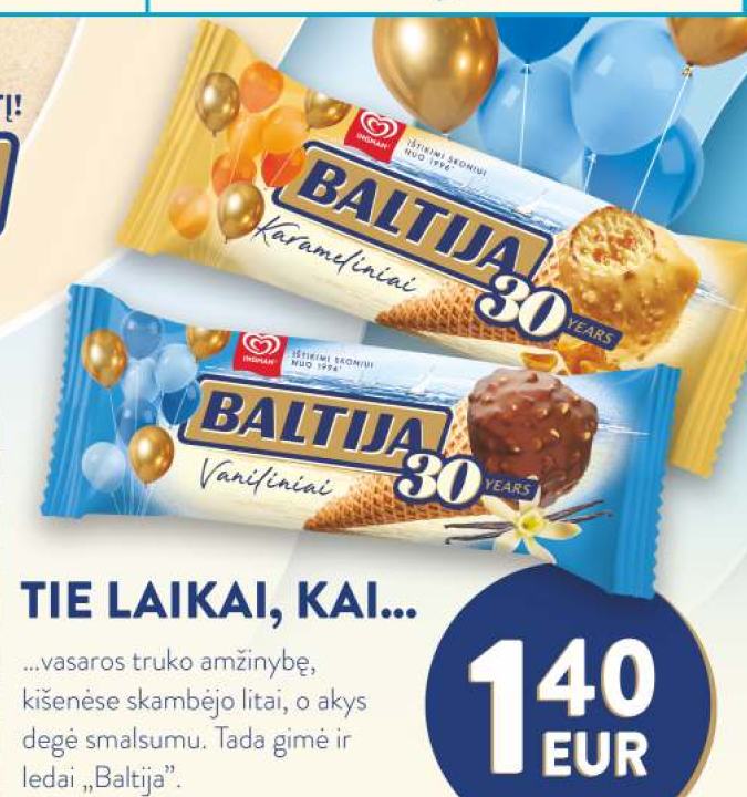 Ledai BALTIJA Vaniliniai, Karameliniai, 150 ml