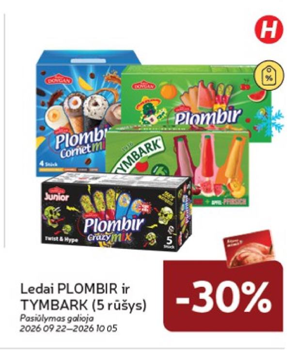 Ledai PLOMBIR ir TYMBARK