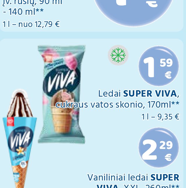 Ledai SUPER VIVA, cukraus vatos skonio, 170 ml