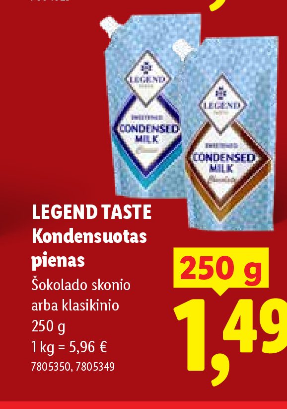 LEGEND TASTE Kondensuotas pienas, 250 g