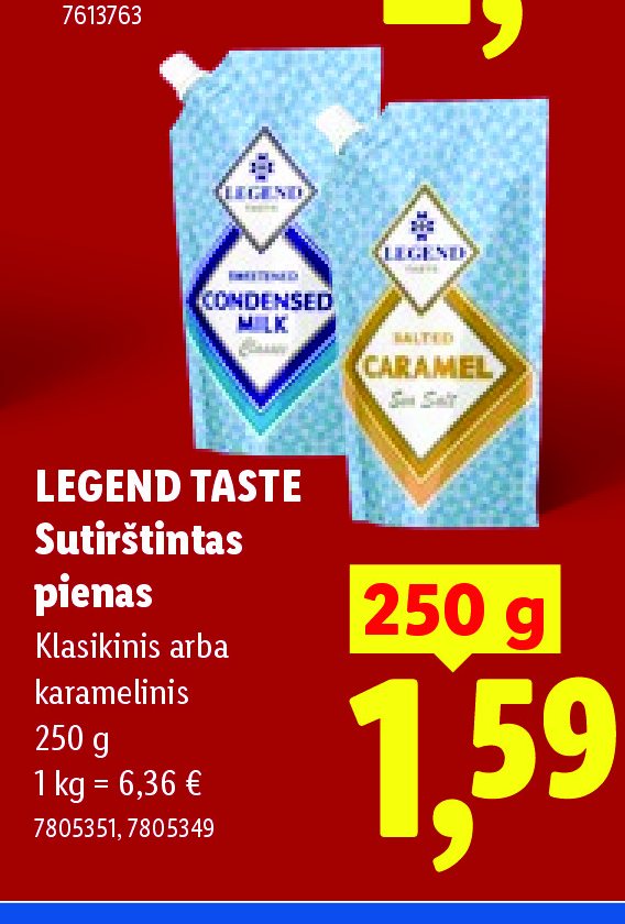 LEGEND TASTE Sutirštintas pienas, 250 g
