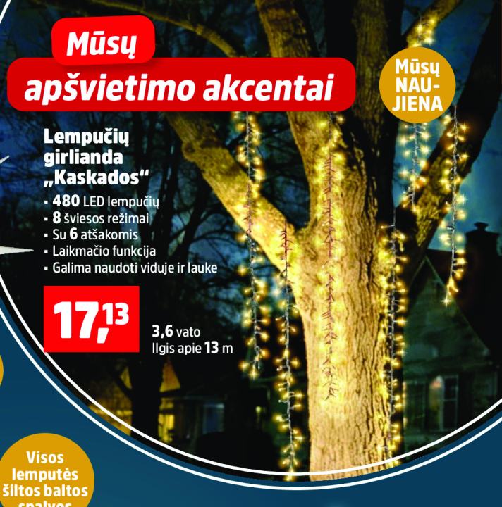 Lempučių girlianda „Kaskados“, 13 m
