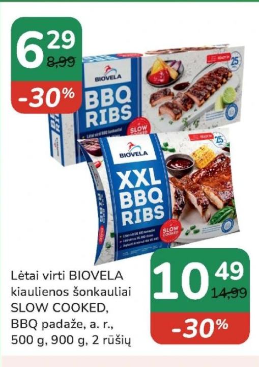 Lėtai virti BIOVELA kiaulienos šonkauliai SLOW COOKED, 500 g