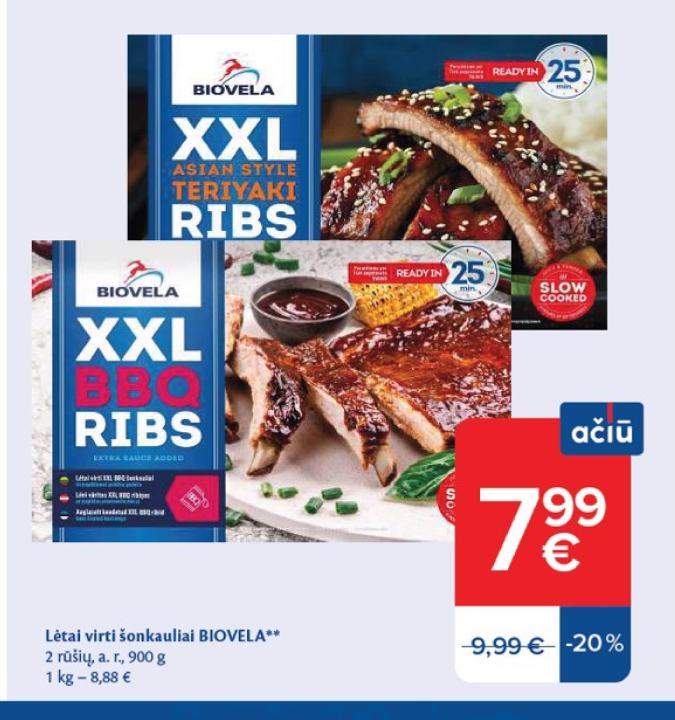 Lėtai virti šonkauliai BIOVELA, 900 g