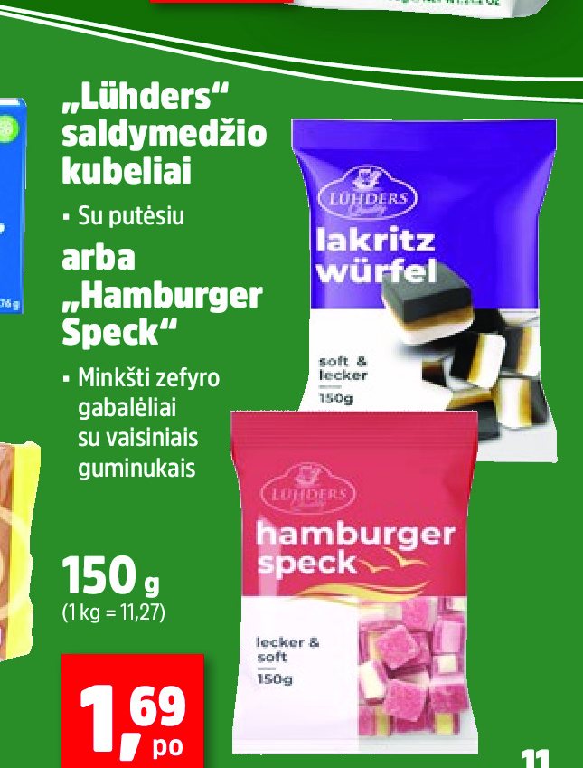 „Lühders“ saldymedžio kubeliai arba „Hamburger Speck“, 150 g