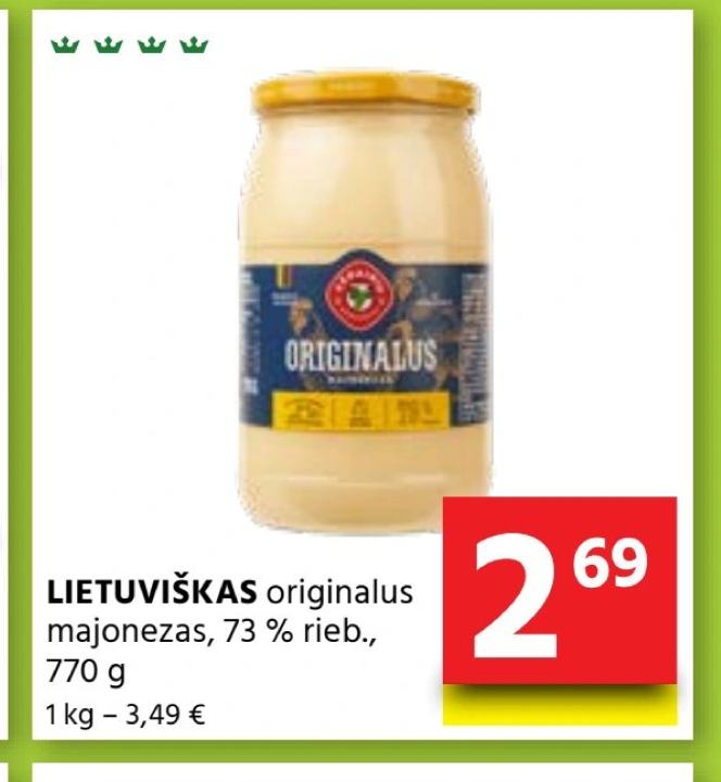 LIETUVIŠKAS originalus majonezas, 770 g