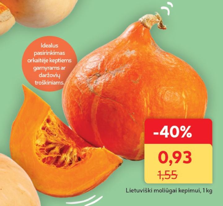 Lietuviški moliūgai kepimui, 1 kg