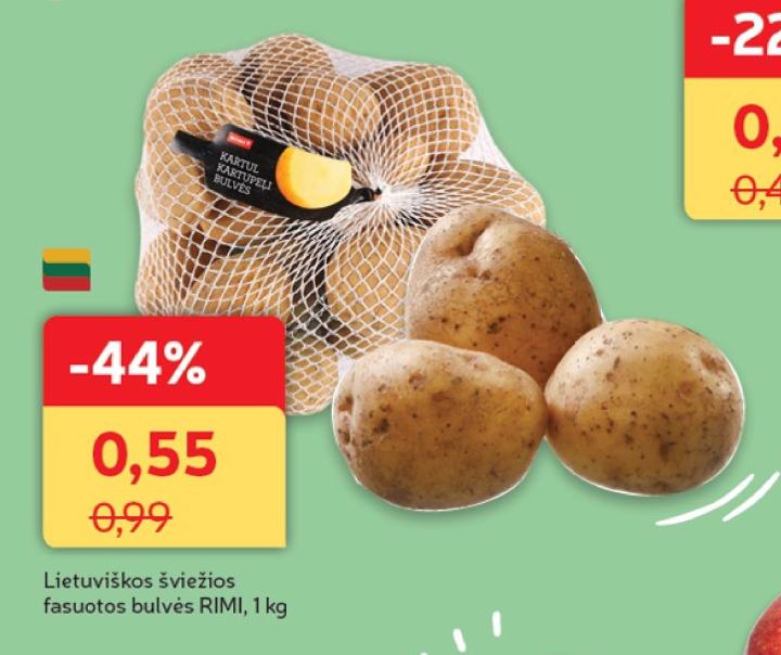 Lietuviškos šviežios fasuotos bulvės RIMI, 1 kg