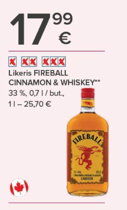 Likeris FIREBALL CINNAMON & WHISKEY, 0.7 l