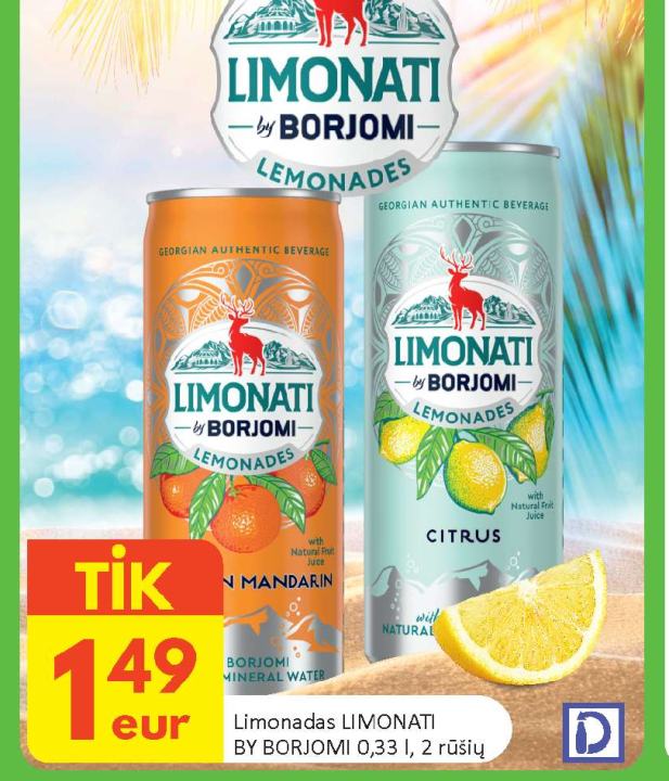 Limonadas LIMONATI BY BORJOMI, 0.33 l