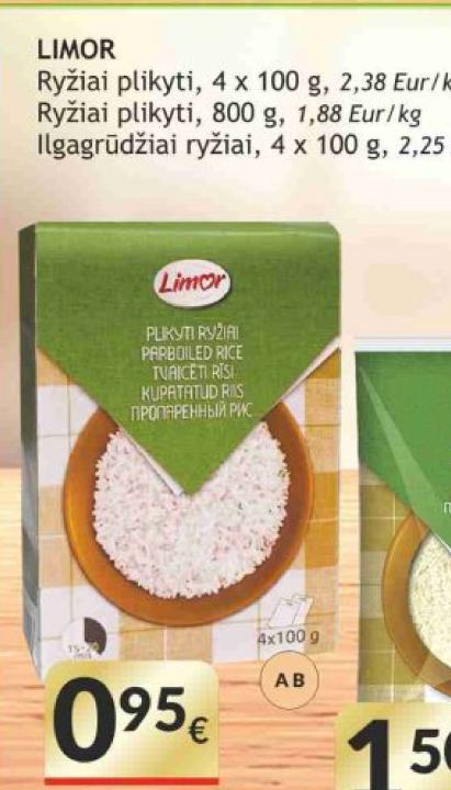 LIMOR Ryžiai plikyti, 4 x 100 g