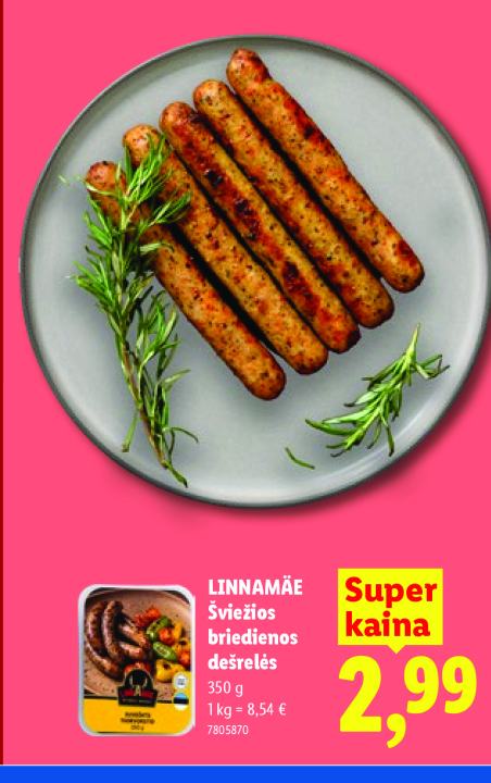 LINNAMÄE Šviežios briedienos dešrelės, 350 g
