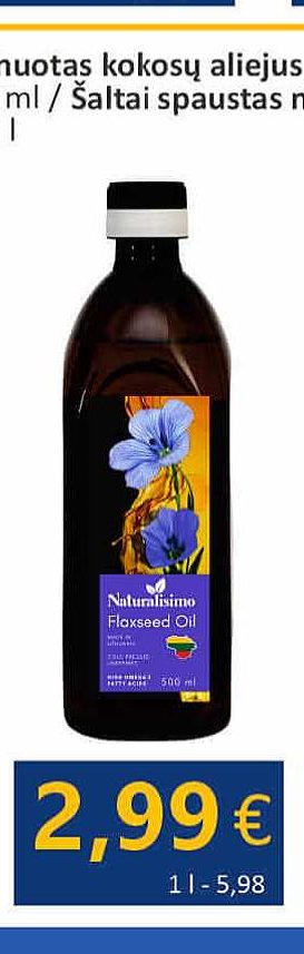 Linų sėmenų aliejus, 500 ml