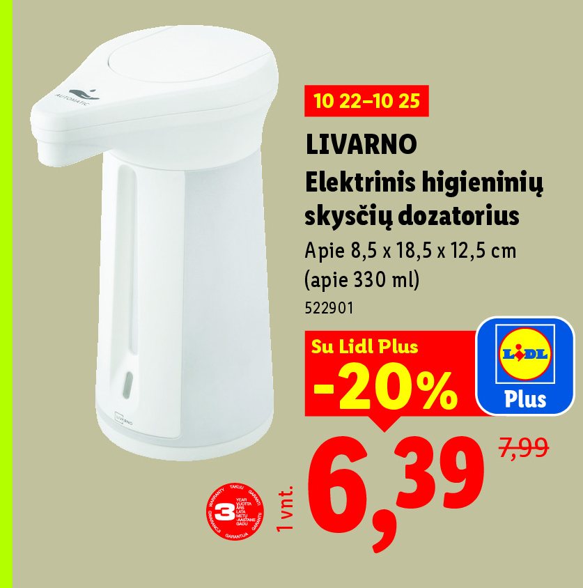 LIVARNO Elektrinis higieninių skysčių dozatorius, 330 ml