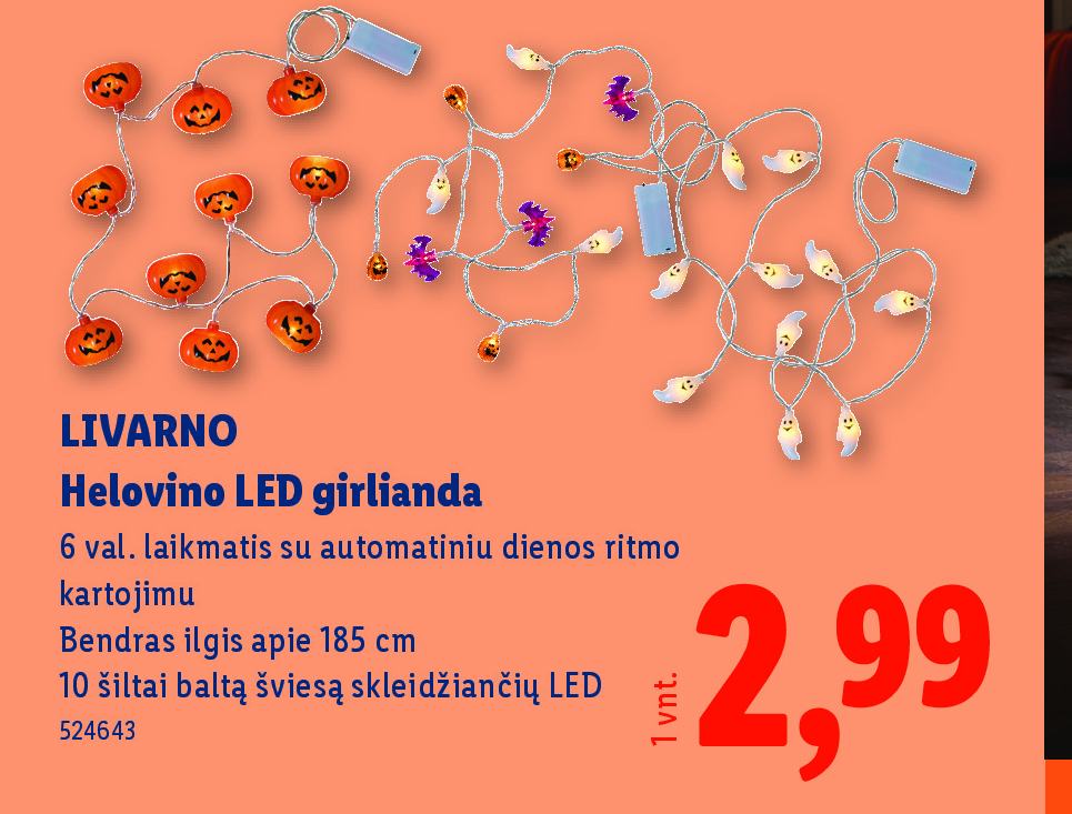 LIVARNO Helovino LED girlianda, 185 cm