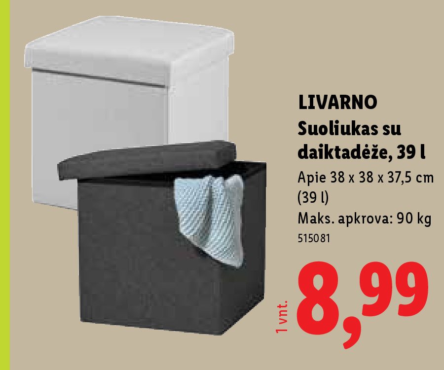 LIVARNO Suoliukas su daiktadėže, 39 l