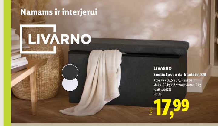 LIVARNO Suoliukas su daiktadėže, 84 l