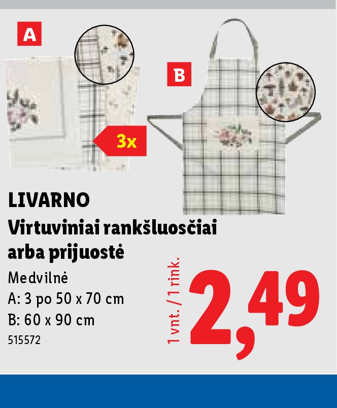 LIVARNO Virtuviniai rankšluosčiai arba prijuostė