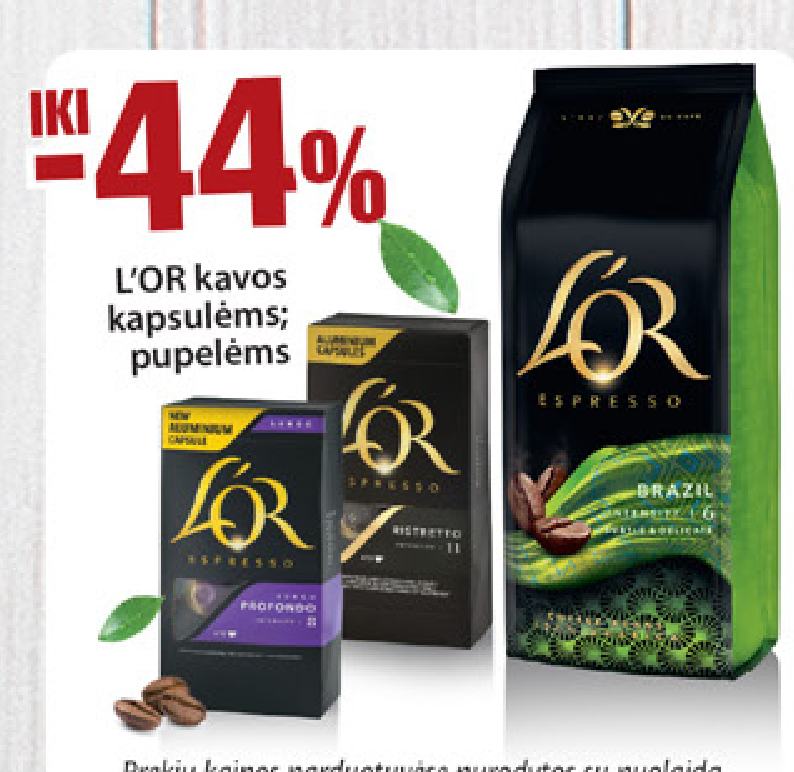 L'OR kavos kapsulėms; pupelėms
