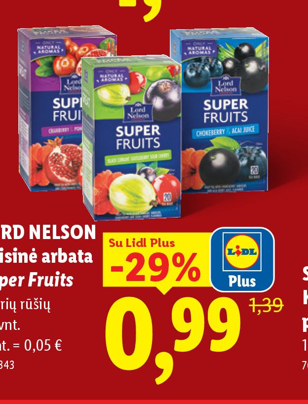 LORD NELSON Vaisinė arbata Super Fruits, 20 vnt