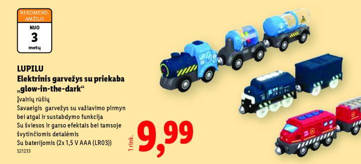 LUPILU Elektrinis garvežys su priekaba „glow-in-the-dark“